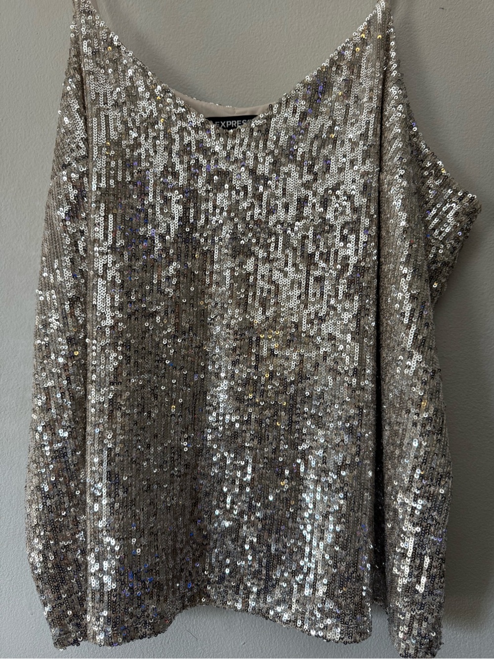 Express XL Champagne Sequin Cami Tank Top NWT Party Holiday Going Out - Picture 4 of 9